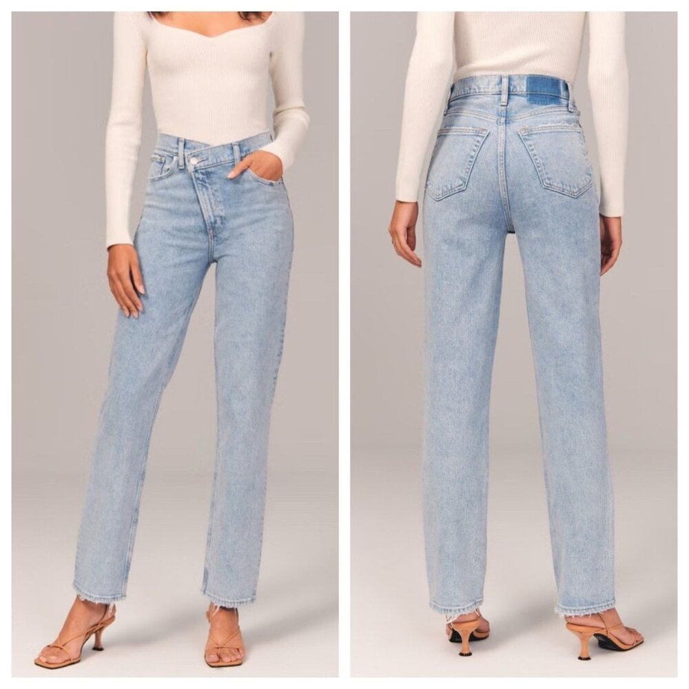 Abercrombie & Fitch Jeans 32 The 90s Straight Ultra High Rise Criss Cross Over